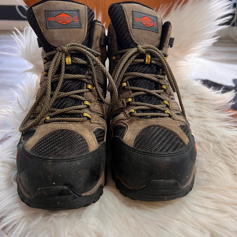 Merrell Men's Brown steel toe work Boots F2413-11 size 9 - Picture 3 of 9